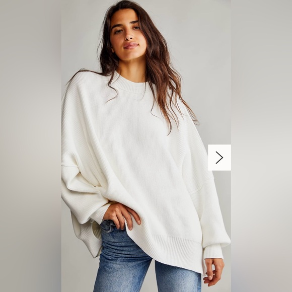 Free People Easy Street Tunic Womens S White Oversized  Ribbed Sweater Pullover - Picture 10 of 11